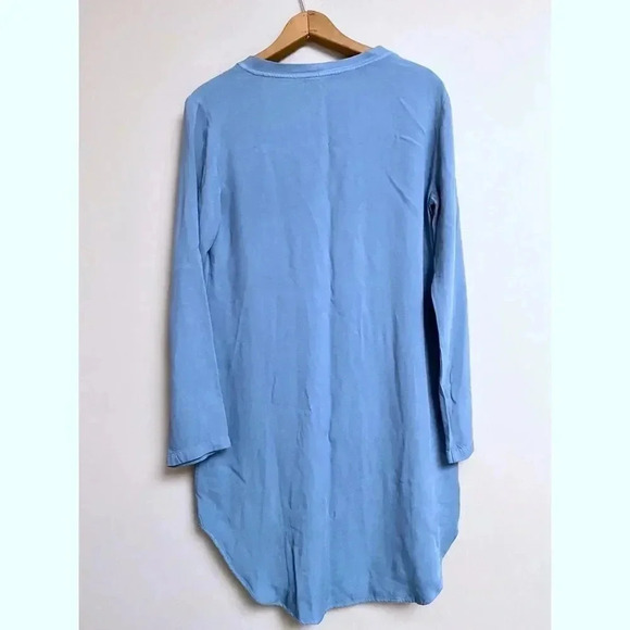 Anthropologie Cloth & Stone Blue Gray V-Neck Tunic Dress High Low Hem XS - Picture 2 of 9